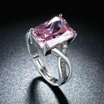 Sparkling Pink Crystal silver plated Ring for Girls/Women