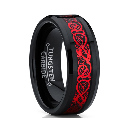 The Dark Red Celtic Pattern Stainless Steel Ring