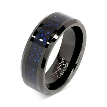 The Dark Blue Celtic Pattern Stainless Steel Ring