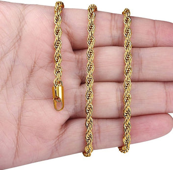 Italian Stainless Steel 22k Micro Gold Plated Chain For Men