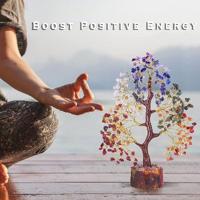Positive Energy, Fortune, Money & Good Luck 7 Chakra Tree Bonsai, Feng