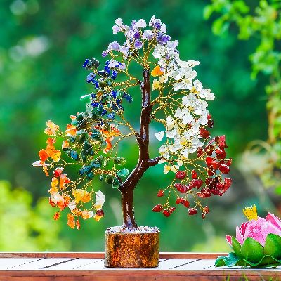 Positive Energy, Fortune, Money &  Good Luck 7 Chakra Tree Bonsai, Feng Shui Decor, Crystal Tree Spiritual Gifts