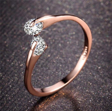 22K Stone Rose Gold Plated Romantic Couple Kissing Ring