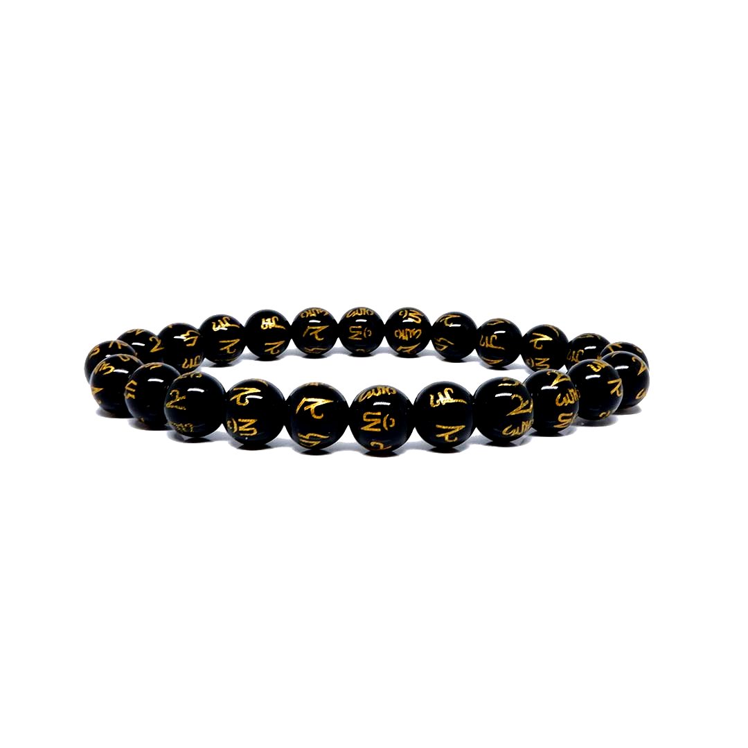 Mehrunnisa Buddhist Black Beads Mantra OM - Mani - Padme - Hum Bracelet –  Unisex (JWL1710) : Amazon.in: Jewellery