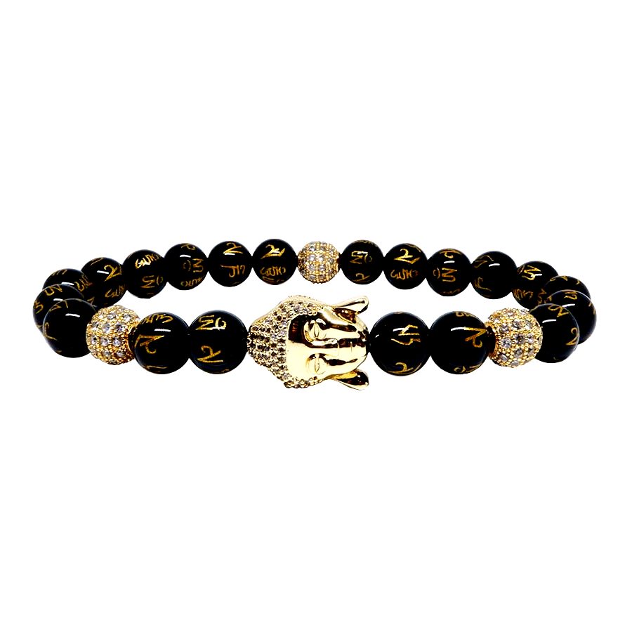 Attraction of good luck and positive energy Om Mani 22k Gold Plated Buddha Bracelet