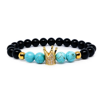 Royal Encourages Creativity Feroza/Turquoise Stone Bracelet with CZ Crown