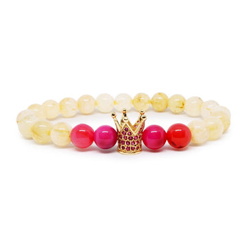 Brings Success and Happiness Citrine Bracelet With CZ Crown For Women