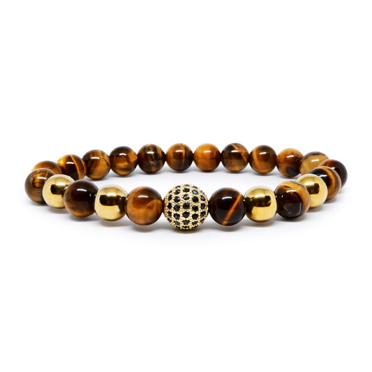 Wealth-Fortune Tiger Eye Bracelet with CZ Ball