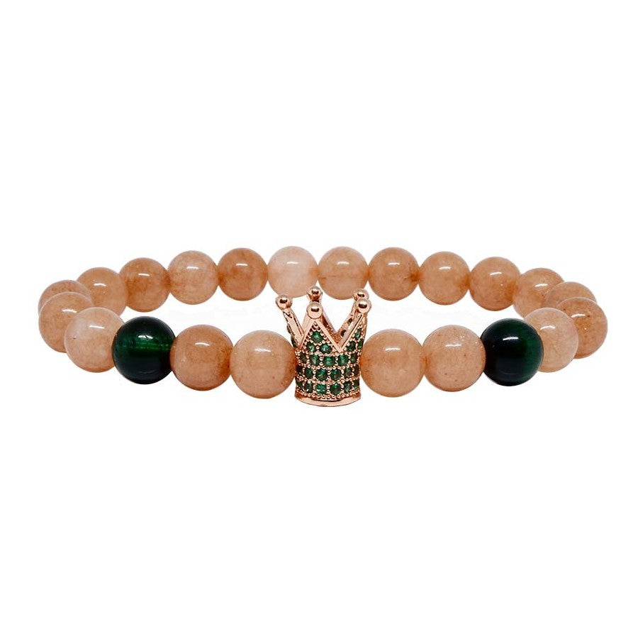 Boosting leadership qualities Sun Stone Bracelet with 22k Rose Gold Plated CZ Crown