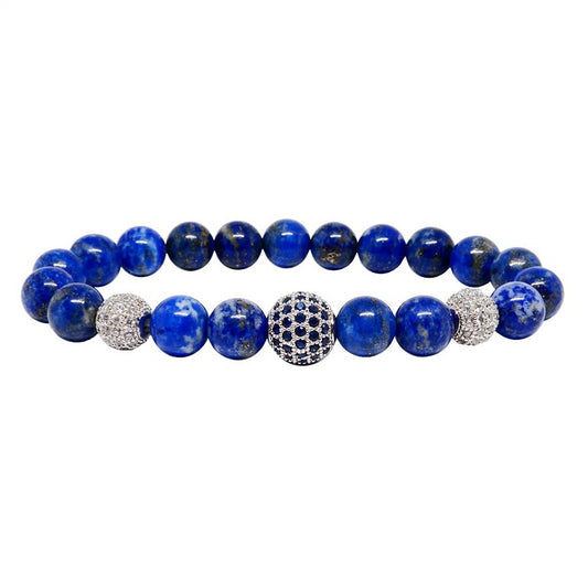 Calmness Lapis Lazuli Bracelet with Blue CZ Ball