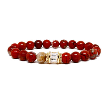 Chase Your Dreams Red Jasper Bracelet with CZ Charm