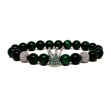 Give your personality more power with the amazing green tiger eye Bracelet with CZ Crown