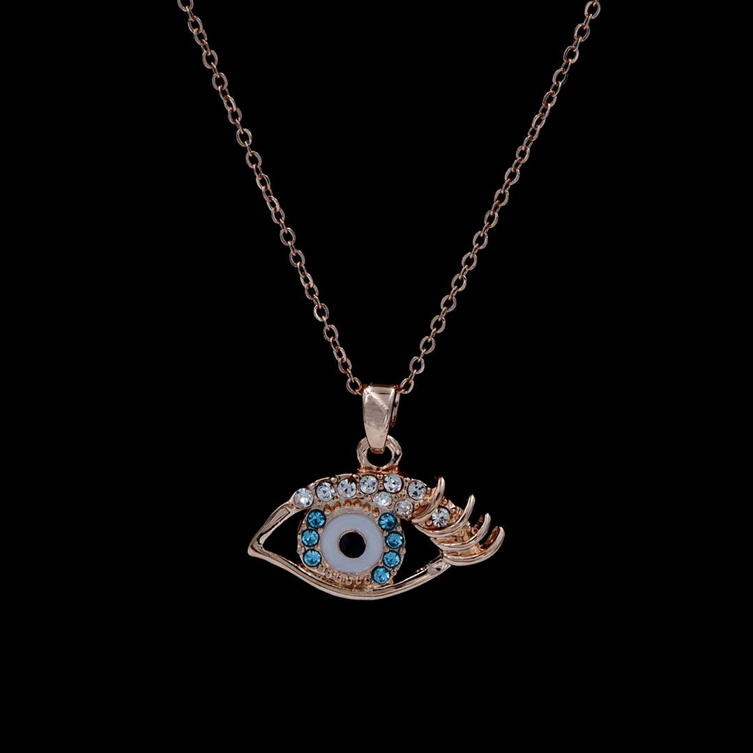 Evil Eye Necklace with Rose Gold Plated and CZ Crystals