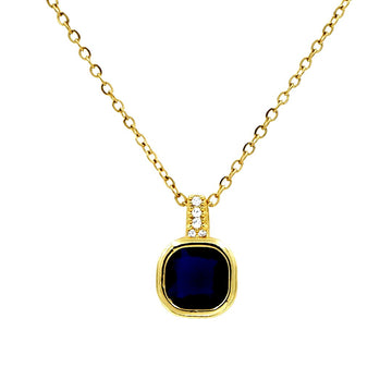 Blue Crystal with CZ Stone 22k Gold Plated Necklace
