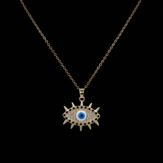 Blue Enameled Evil Eye Necklace