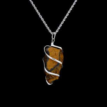 Protects from the evil eye Raw Tiger Eye Pendant with Stainless Steel Rope Chain for Men/Women