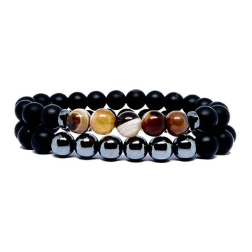 Balancing Hematite Agate Protection Paired Bracelet