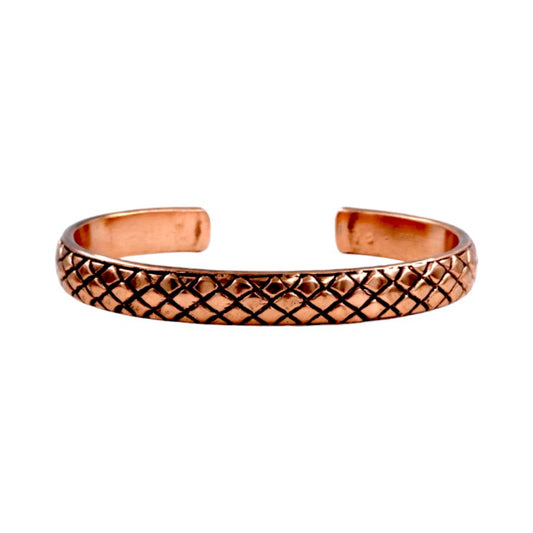 Honey Comb Curved Pure Copper Bracelet for Unisex