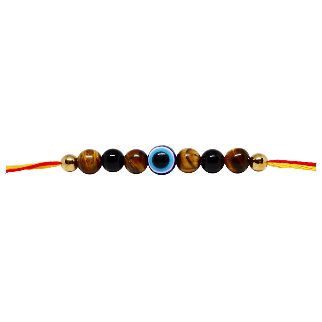 Protect your brother from any ill glare and harm Tiger Eye Evil Eye Rakhi Set of-2