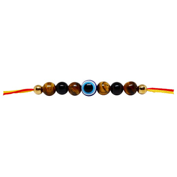 Protect your brother from any ill glare and harm Tiger Eye Evil Eye Rakhi Set of-2