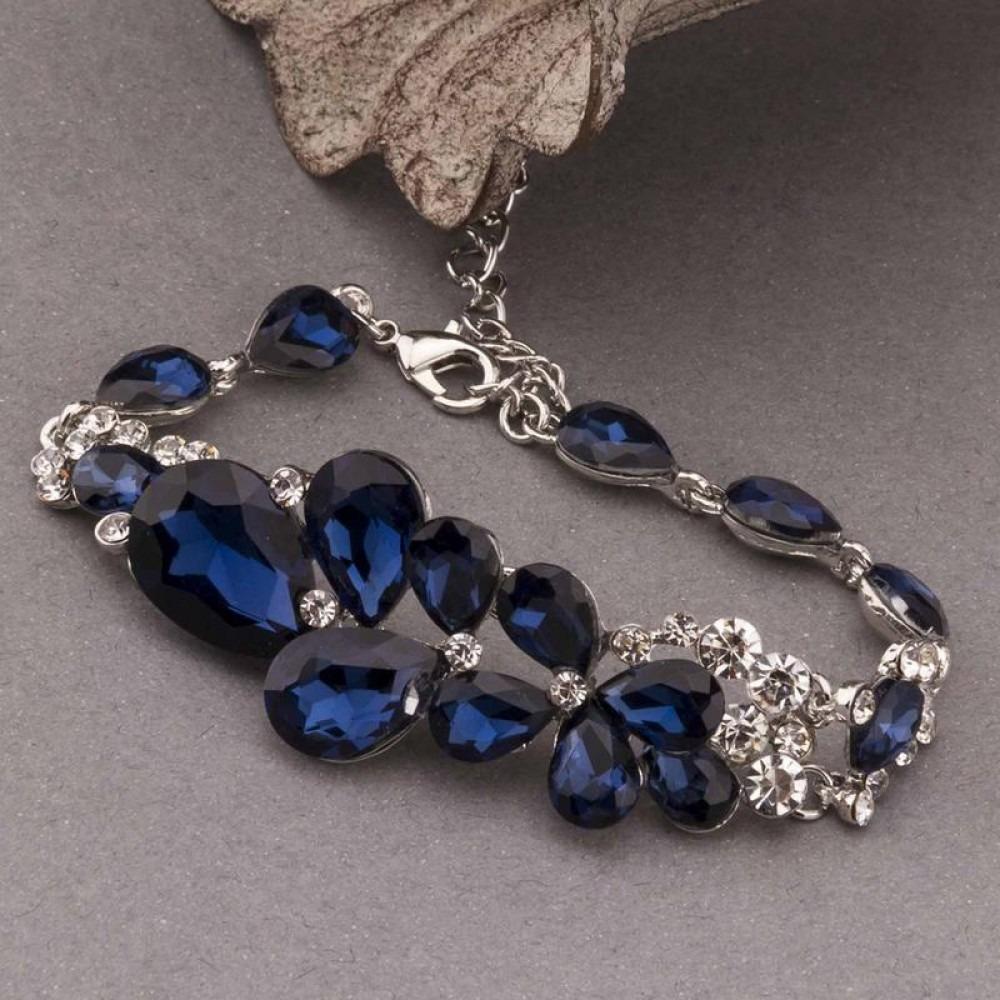 Platinum Plated Sparkling Blue Crystal Bracelet