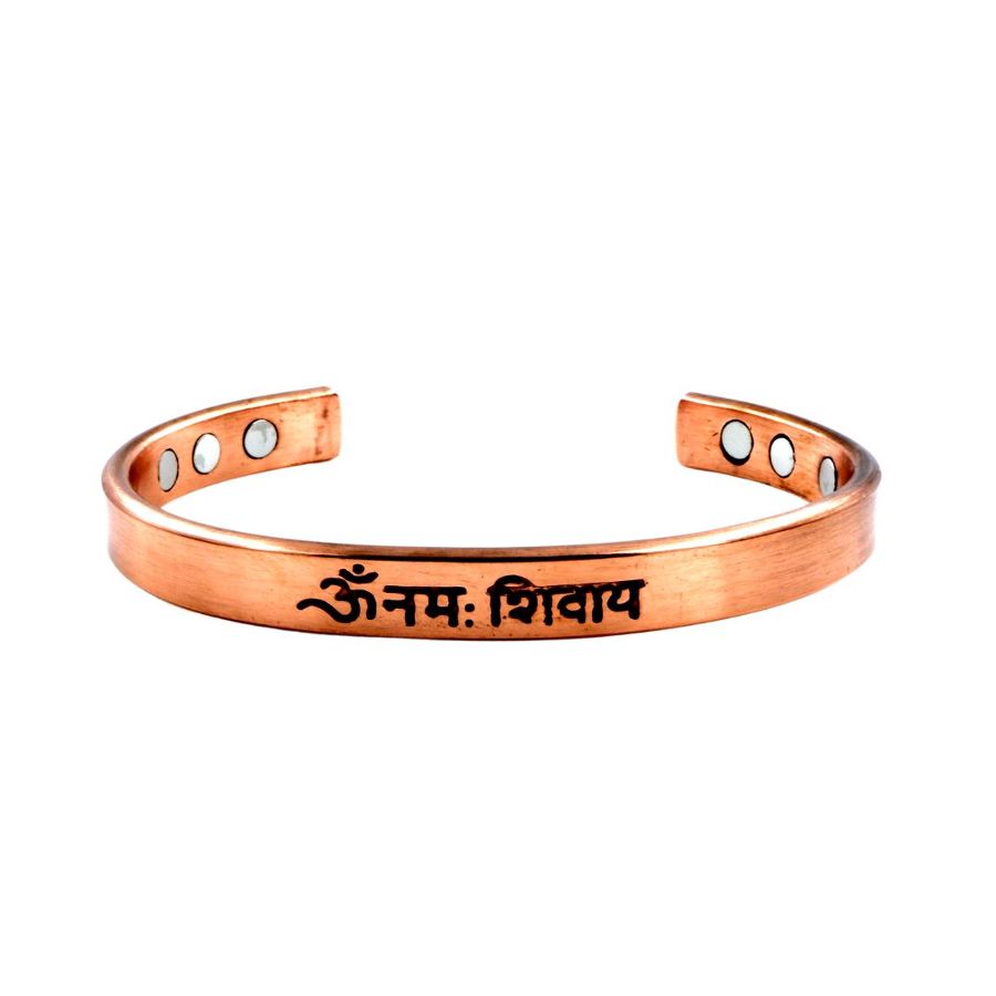 Om Namah Shivay Engraved Pure Copper Kada with 6 Powerful Magnet