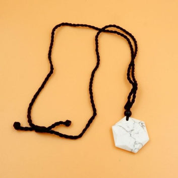 Stylish Hexagon Howlite Pendant on Black Thread - Perfect for Any Occasion