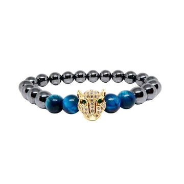 Increase Your Aura, Clarity, Power Bracelet with 22k Gold Plated Leopard Head