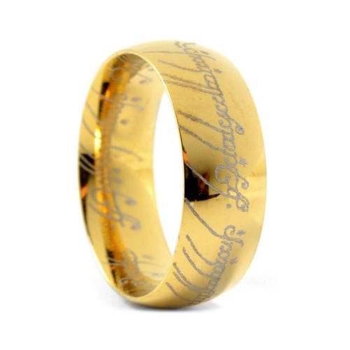 Mystical Lord Script Ring Gold Tone Stainless Steel for Men/Boys