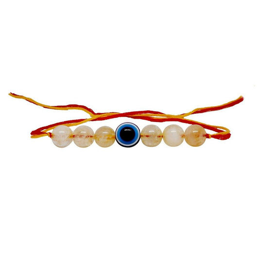 Wealth & Happiness Rakhi with Citrine and Evil Eye Set of-2