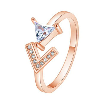 Elegant Rose Gold Plated American Diamond Ring For Girls/Women