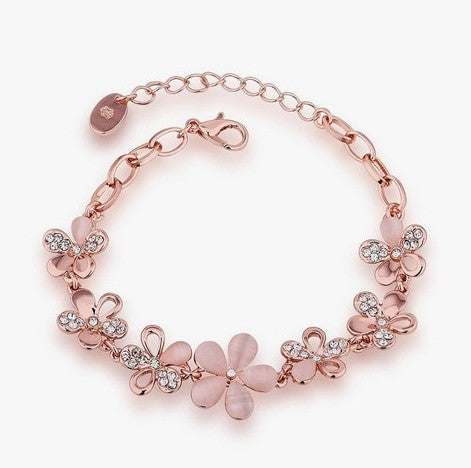 Floral Bracelet with Austrian Crystal