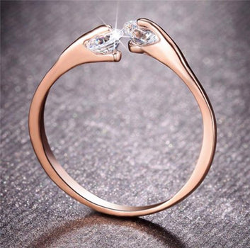 22K Stone Rose Gold Plated Romantic Couple Kissing Ring